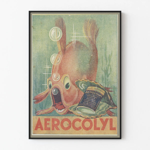 Vintage decorative poster Aerocolyl fish bubbles