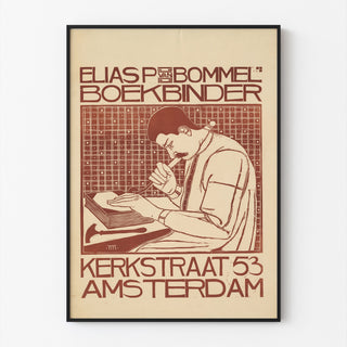 Art Nouveau poster – Elias van Bommel – Theo Molkenboer, shown in a thin frame on a light wall.
