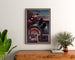 Vintage Brittany poster – Belle-Île-en-Mer, Brittany, framed above a wooden dresser, between plants.