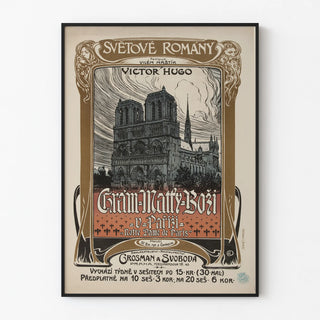 Vintage poster of Czech bookstore Notre-Dame de Paris