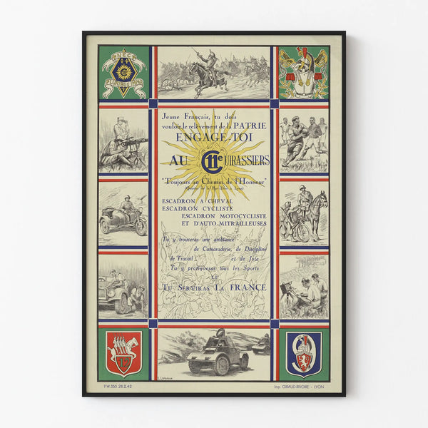 Recruitment poster for the 11th Cuirassiers Army, Vichy vintage