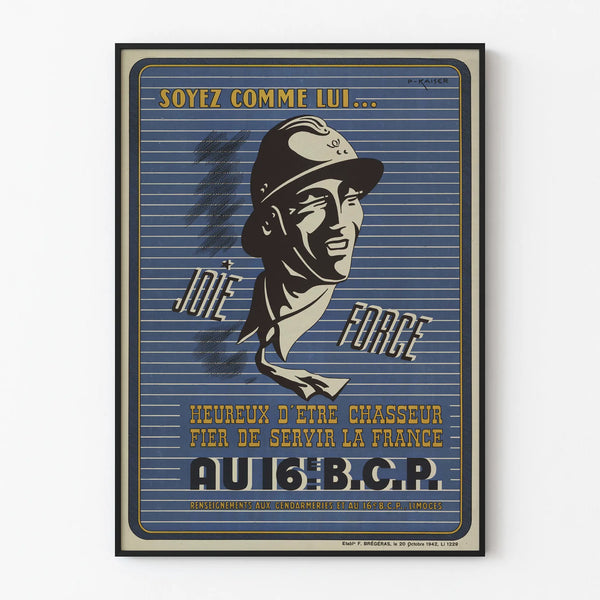 Vintage military recruitment poster « Be like him » 16th B.C.P.