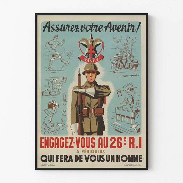 Vintage military recruitment poster 26th R.I. Vichy