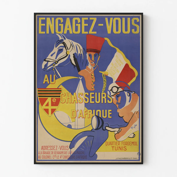 Vintage recruitment poster of the 4th African Chasseurs