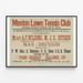 Menton Lawn Tennis Club poster, shown in a slim frame on a light wall.
