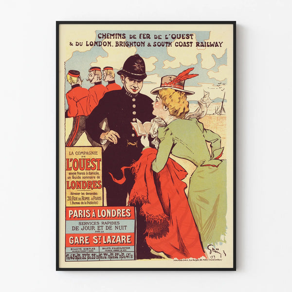 Vintage Poster of the Western Railway from Paris to London