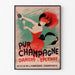 Vintage Champagne Damery-Épernay advertisement, shown in a slim frame on a light wall.