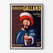 Vintage Curaçao Galland advertisement poster, displayed in a slim frame on a light wall.