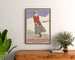 Vintage Switzerland – Adelboden – Carlo Pellegrini, 1905, framed above a wooden sideboard between plants.