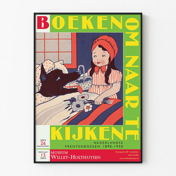 Vintage Poster for Illustrated Books Exhibition Dutch 1890-1950