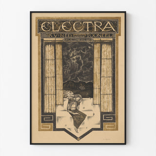 Vintage theatre poster – Electra – Richard Roland Holst, displayed in a slim frame on a light wall.