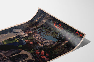 Vintage travel poster – Vichy, PLM, shown on a slightly curled sheet, seen in perspective.