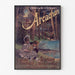 Vintage Arcachon poster, winter resort, displayed in a thin frame on a light wall.