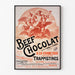 Vintage poster Beef Chocolat, chocolaterie de la Drôme, displayed in a slim frame on a light wall.