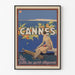 Vintage Cannes poster, Les Sports Élégants, displayed in a slim frame on a light wall.