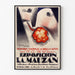 Vintage Achille Mauzan exhibition poster, shown in a slim frame on a light wall.