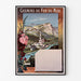 Vintage Lourdes Chemins de fer du Midi poster, shown in a thin frame on a pale wall.