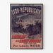 Vintage poster Lyon Républicain, Bataillon Croix‑Rousse, in a slim frame on a light wall.