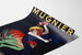 Vintage Mugnier. Apéritif au vin de Bourgogne poster, shown on a curled sheet in perspective.