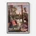 Vintage poster Paray‑le‑Monial, train, in a slim frame on a light wall.