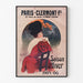Vintage Paris–Clermont winter season poster, shown in a slim frame on a light wall.
