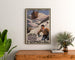 Vintage Saint-Gervais, Mont-d’Arbois poster, framed above a wooden dresser, between plants.