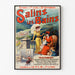 Vintage Salins‑les‑Bains (Jura) poster in a thin frame on a light wall.