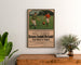Vintage Sarreguemines poster, football match, framed above a wooden dresser, between plants.