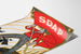 Vintage Stemt SDAP election poster, presented on a curled sheet, viewed in perspective.