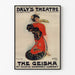 Vintage poster The Geisha, Daly’s Theatre, displayed in a slim frame on a light wall.