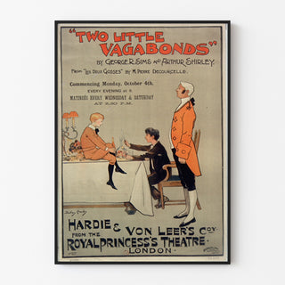 Vintage poster Two Little Vagabonds, displayed in a slim frame on a light wall.