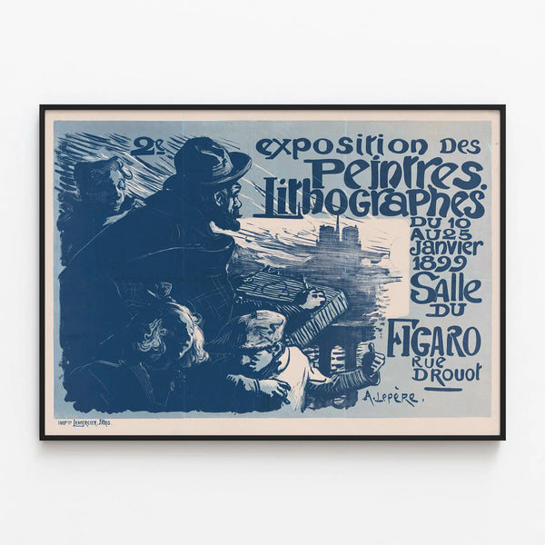 Vintage wall decoration poster of the lithographic painters' exhibition 1899 — framed artwork on a wall