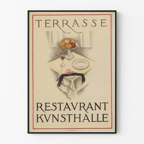 Vintage Poster of Terrasse Restaurant Kunsthalle in Basel