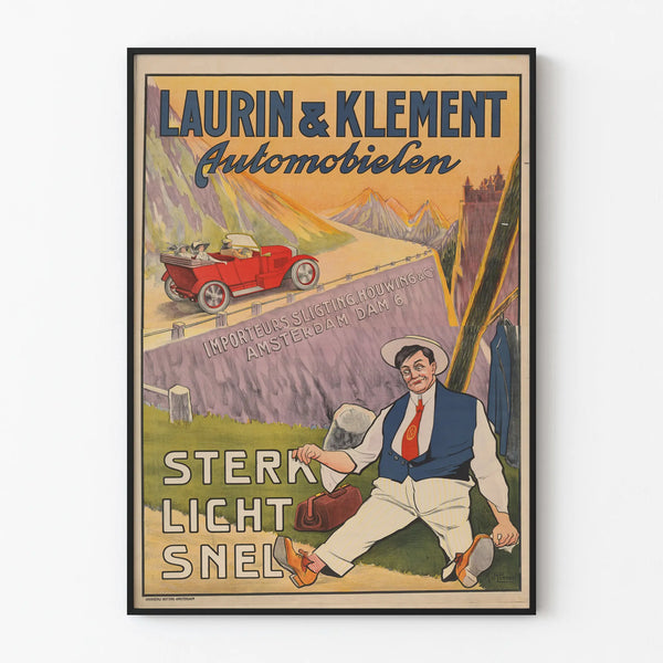 Vintage poster Laurin & Klement automobiles wall decoration