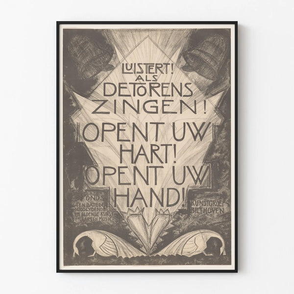 Vintage black and white poster for support of artists and musicians