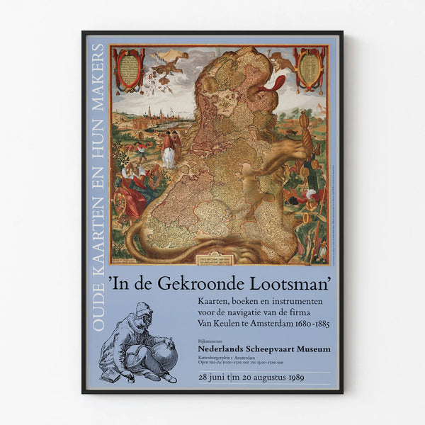 Vintage poster of an antique map and navigation 'In de Gekroonde Lootsman'