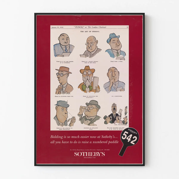 Vintage Sotheby’s Poster 1933 Humor on the Art of Bidding