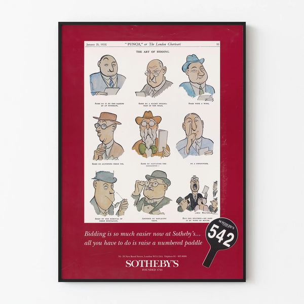 Vintage Sotheby's poster on the art of bidding in the auction room
