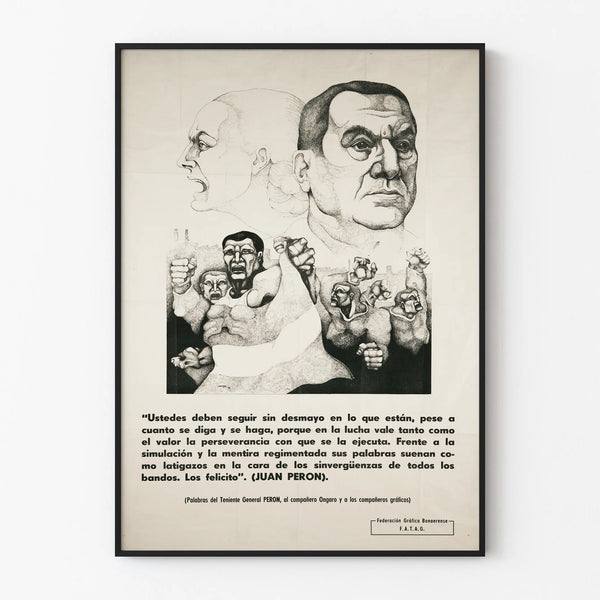 Typographic Poster of the Graphic Federation of Buenos Aires 1973 with quote from Juan Perón