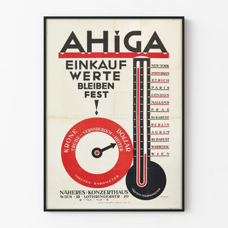Vintage Poster AHIGA Thermometer and Barometer of Currencies