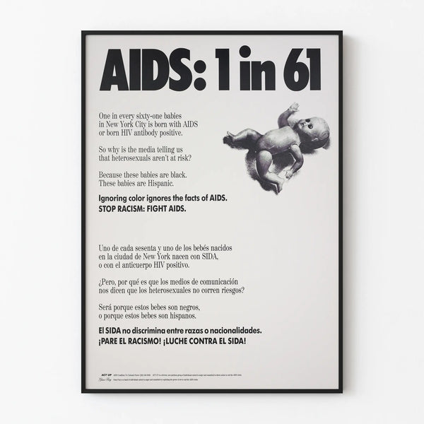 Awareness poster against AIDS - 1 baby out of 61 in New York is infected with HIV