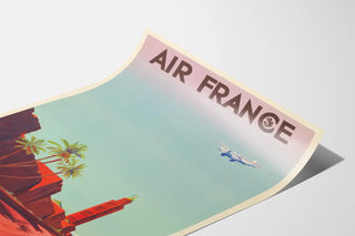 Vintage Air France Poster - Journey to North Africa by Airplane