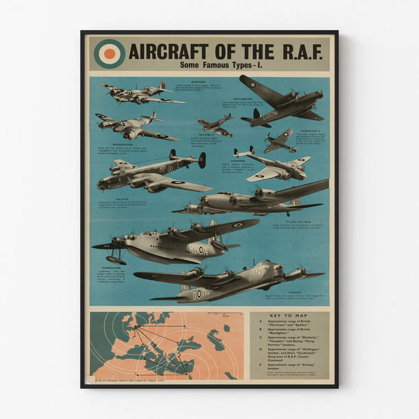 Vintage poster of the Royal Air Force airplanes - Military aviation wall decoration