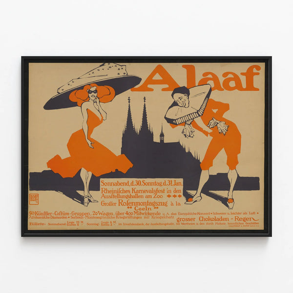 Vintage Alaaf Poster for Festive Wall Decoration — framed artwork on a wall