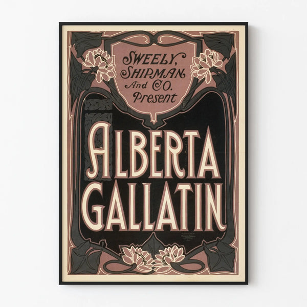 Art Nouveau Poster Alberta Gallatin for Vintage Wall Decoration
