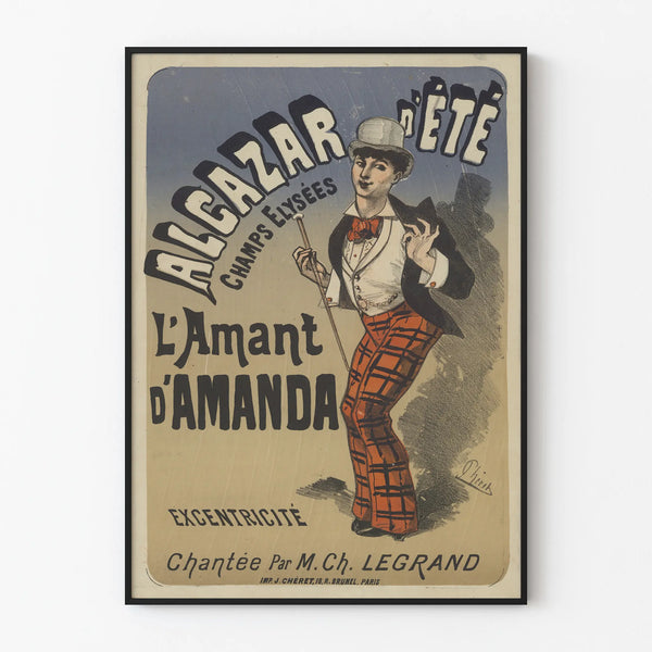 Vintage poster Alcazar d'Été L'Amant d'Amanda wall decoration
