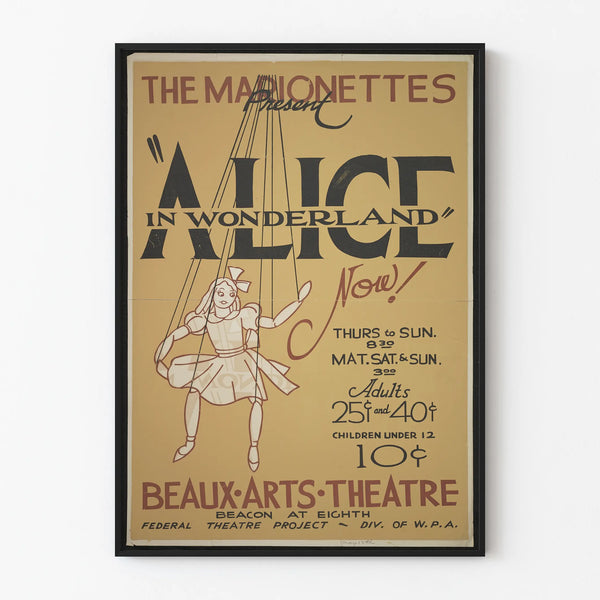 Vintage Poster Alice in Wonderland Marionettes Theater