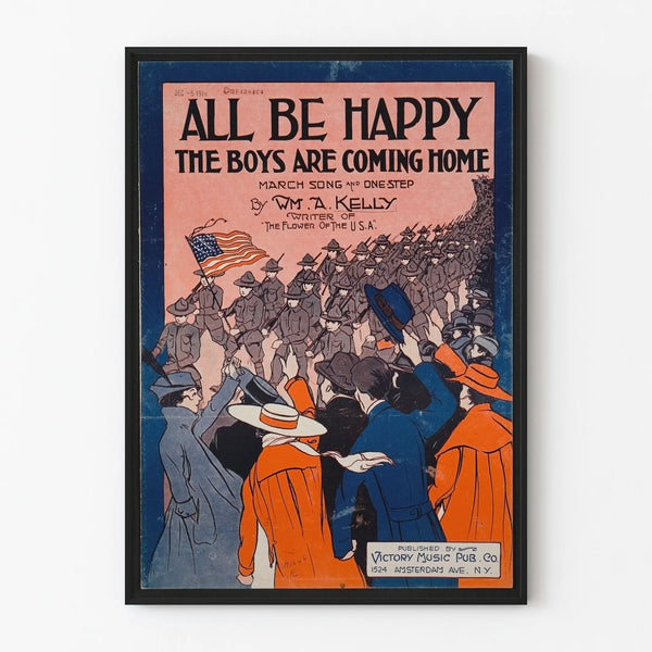 Vintage poster for wall decoration 'All Be Happy - The Boys Are Coming Home'