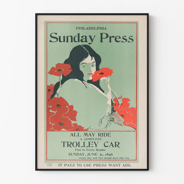 Vintage Philadelphia Sunday Press Poster 1896 - Retro Wall Decoration