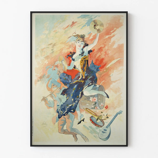 Decorative Poster Allegory of Music with Dancer and Instruments